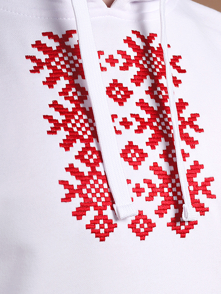 Худи женское белое с красной вышивкой "Ярыла"