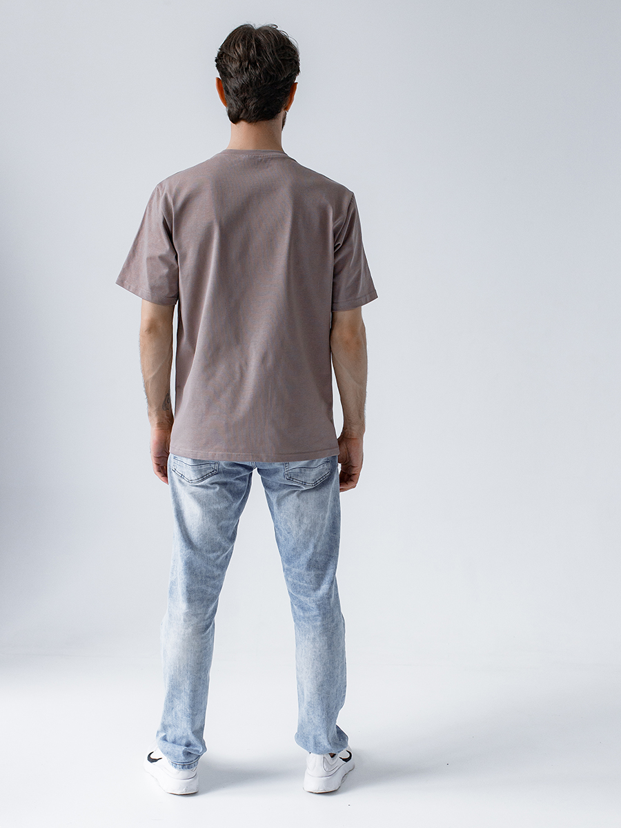 Капучино футболка мужская плотная с вышивкой "Медведь" ед.размер