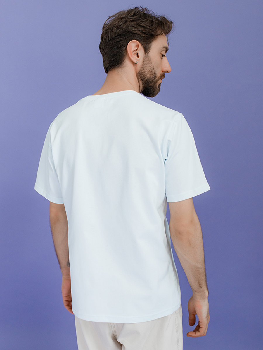 Белая футболка мужская плотная с вышивкой "Медведь"