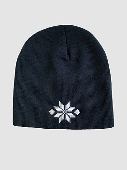 Темно-синяя шапка с белой вышивкой "Васьмiрог"