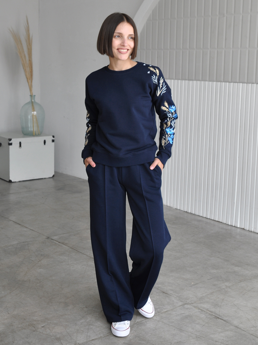 Брюки-палаццо женские темно-синие