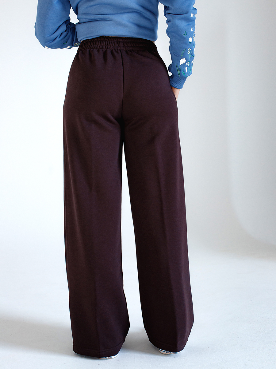 Брюки-палаццо женские цвета горький шоколад