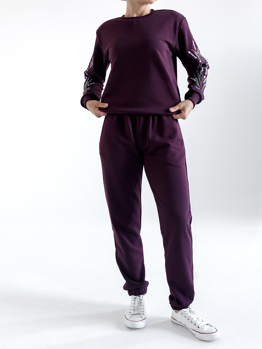 Брюки-джоггеры женские цвета баклажан