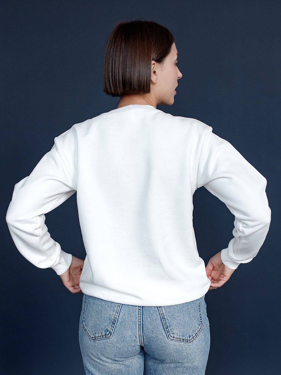 Свитшот молочный женский с вышивкой "Дрэва жыцця" 