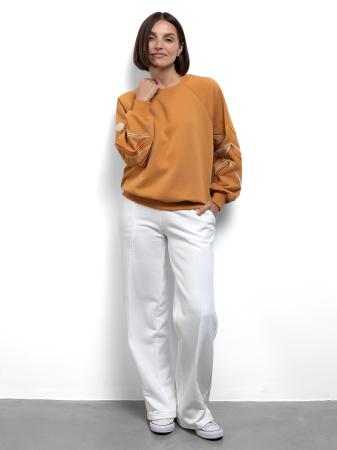 Женский свитшот реглан горчичный с вышивкой "Горы"