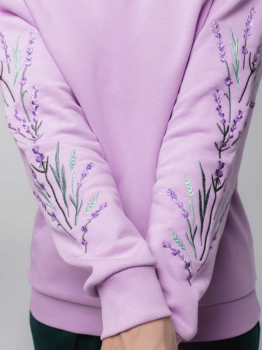 Женский свитшот лилового цвета с вышивкой "Лаванда"