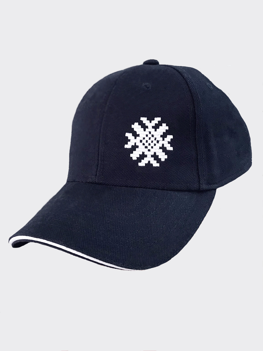 Темно-синяя бейсболка сэндвич с белой вышивкой "Ярыла"