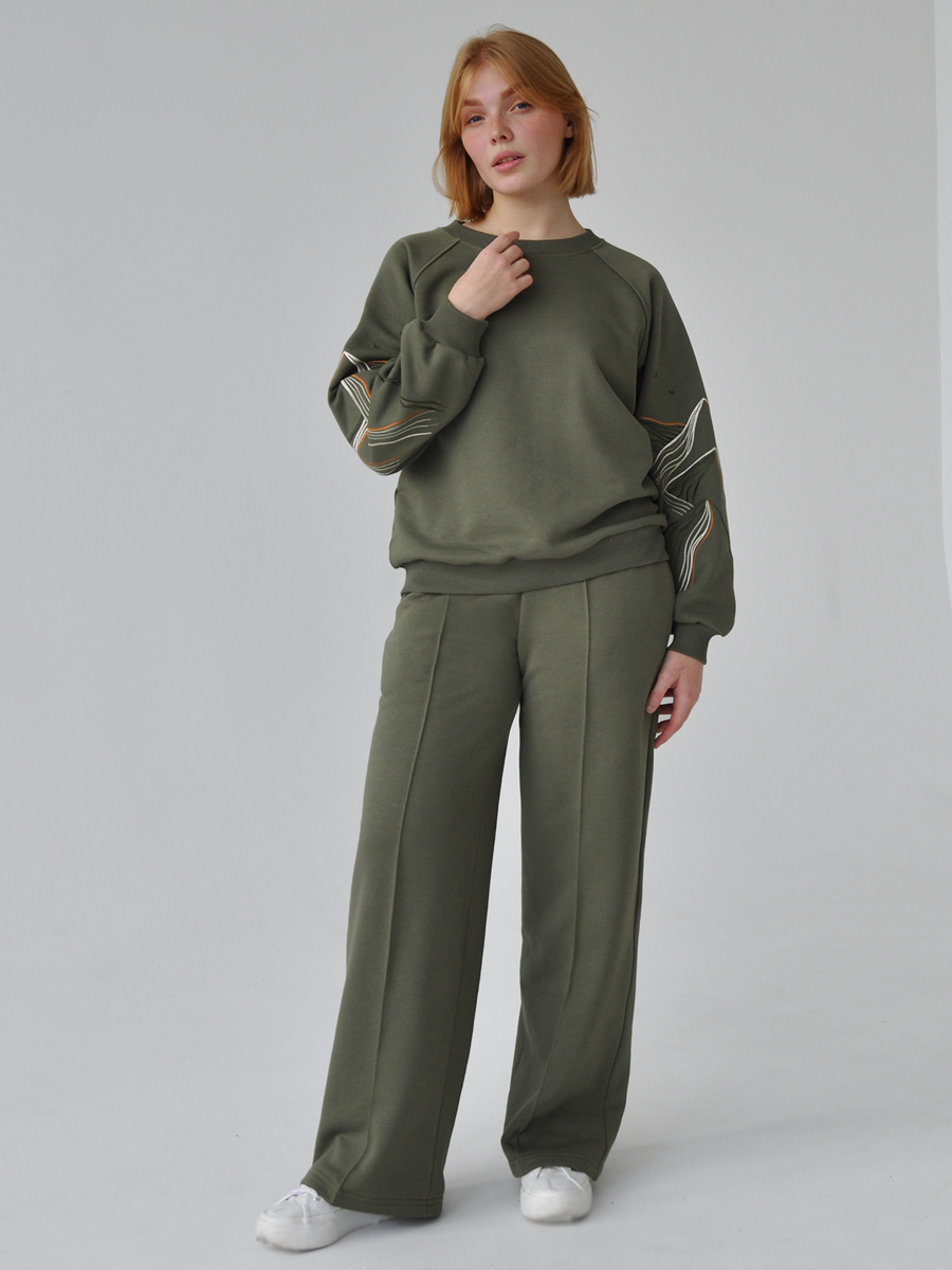 Брюки-палаццо женские цвета хаки