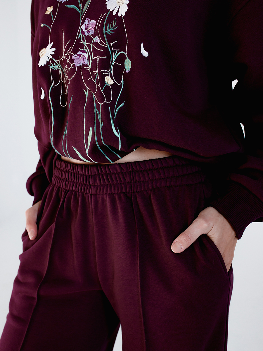 Брюки-палаццо женские баклажановые