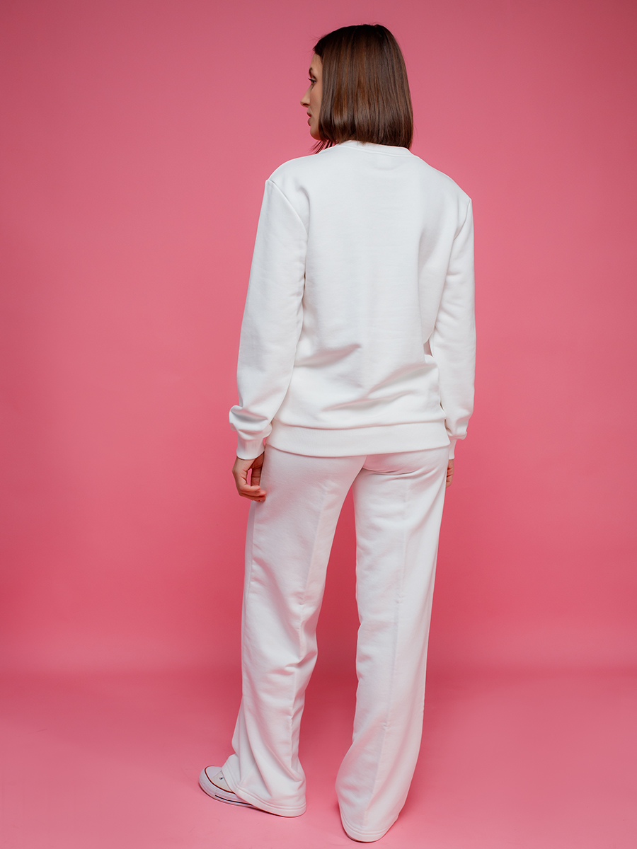 Свитшот женский молочный с вышивкой "Осенний джаз"