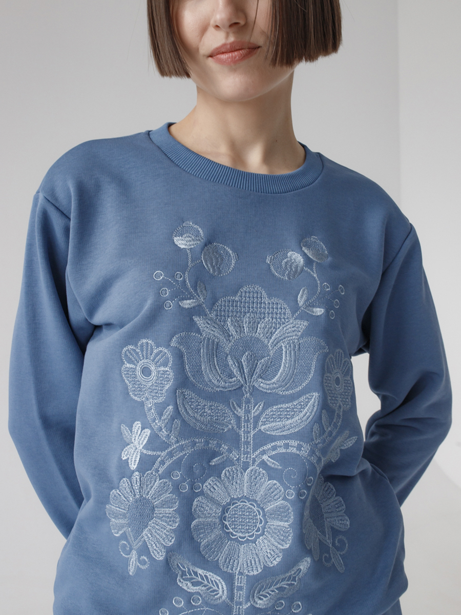 Женский свитшот джинсовый с вышивкой "Дрэва жыцця"