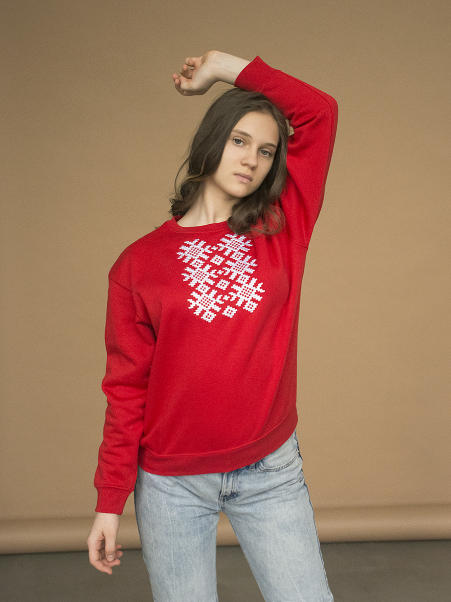 Подростковый красный свитшот с вышивкой "Ярыла" 