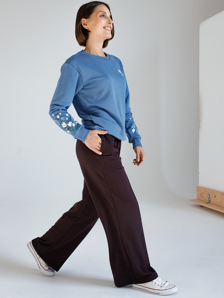 Брюки-палаццо женские цвета горький шоколад