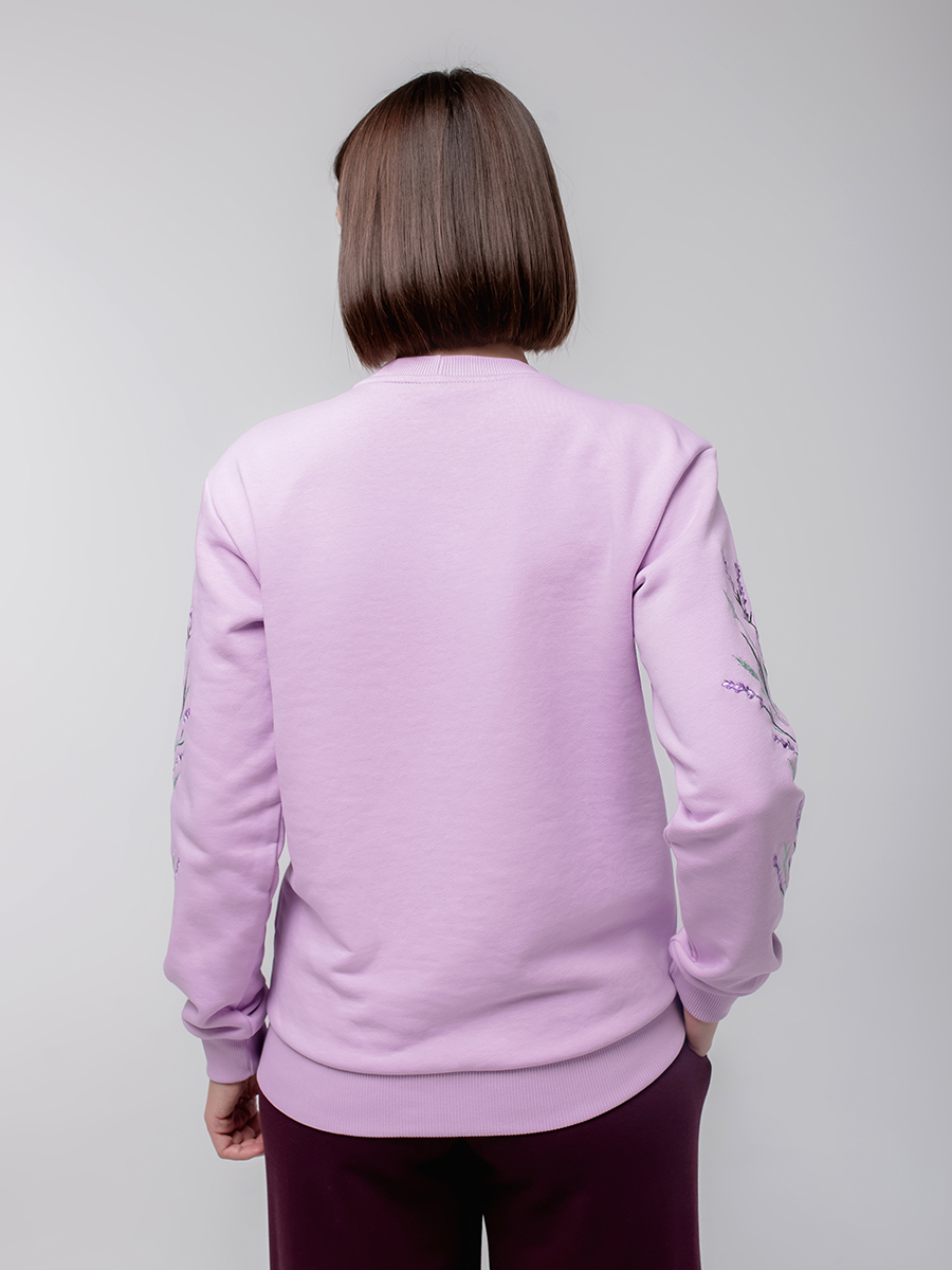 Женский свитшот лилового цвета с вышивкой "Лаванда"
