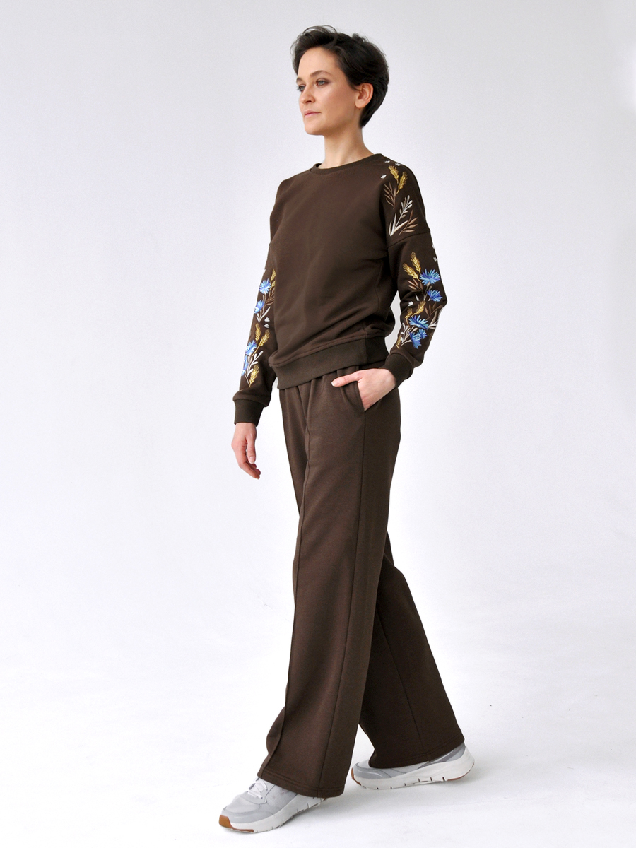 Брюки-палаццо женские шоколадные