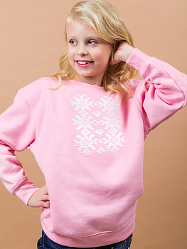Детский розовый свитшот с белой вышивкой "Ярыла" 