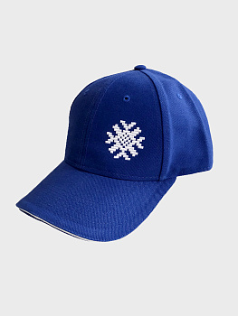 Васильковая бейсболка сэндвич с белой вышивкой "Ярыла"