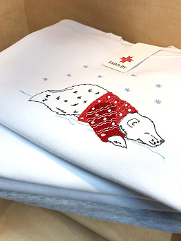 Детский белый свитшот с вышивкой "Северный Мишка" 