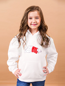 Детское белое худи с вышивкой "Северный Мишка" 