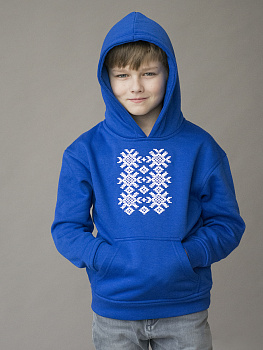 Подростковое васильковое худи с белой вышивкой "Ярыла"