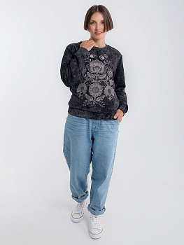 Свитшот графитовый женский с вышивкой "Дрэва жыцця" 