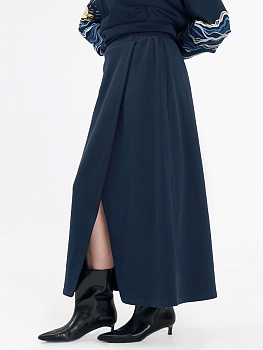 Юбка женская с запахом темно-синего цвета