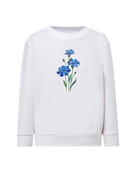 Подростковый белый свитшот с вышивкой "Василек" 