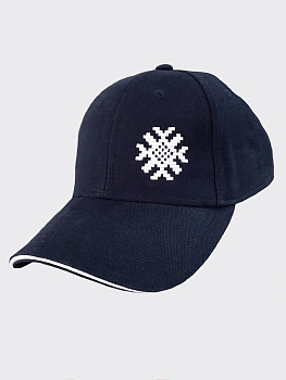 Темно-синяя бейсболка сэндвич с белой вышивкой "Ярыла"