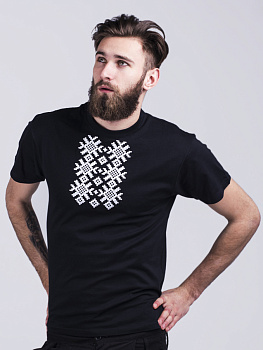 Мужская футболка черная с белой вышивкой "Ярыла" 