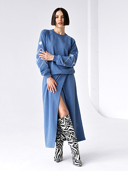 Юбка женская с запахом джинсового цвета