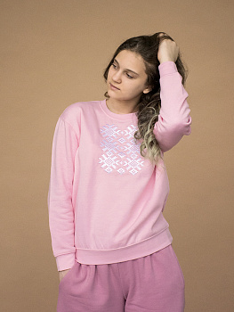 Подростковый розовый свитшот с белой вышивкой "Ярыла" 