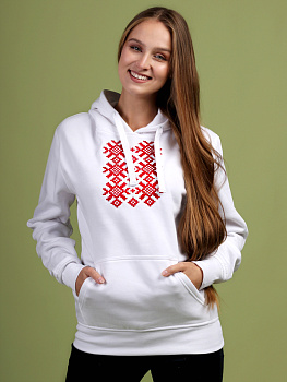 Худи женское белое с красной вышивкой "Ярыла"